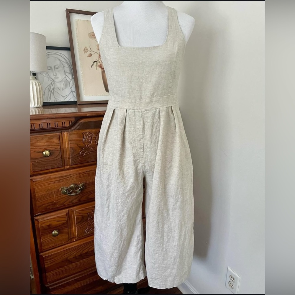 Banana Republic Linen Beige Jumpsuit
